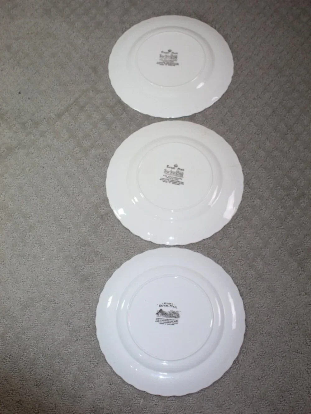 Set of 3 Vintage Royal Mail Brown White Plates Dinner  9.75